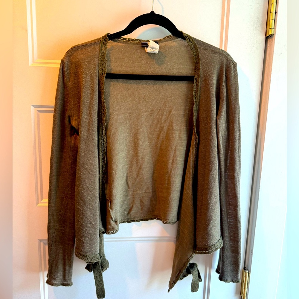 Mango Olive Wrap Cardigan